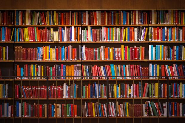 Library of books on shelf