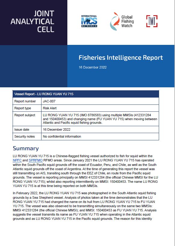 JAC Fisheries Intelligence Report 007